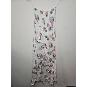 Salty Lemon Women's Long Dress Tropical Floral Print Sz Small Multi Color Print
